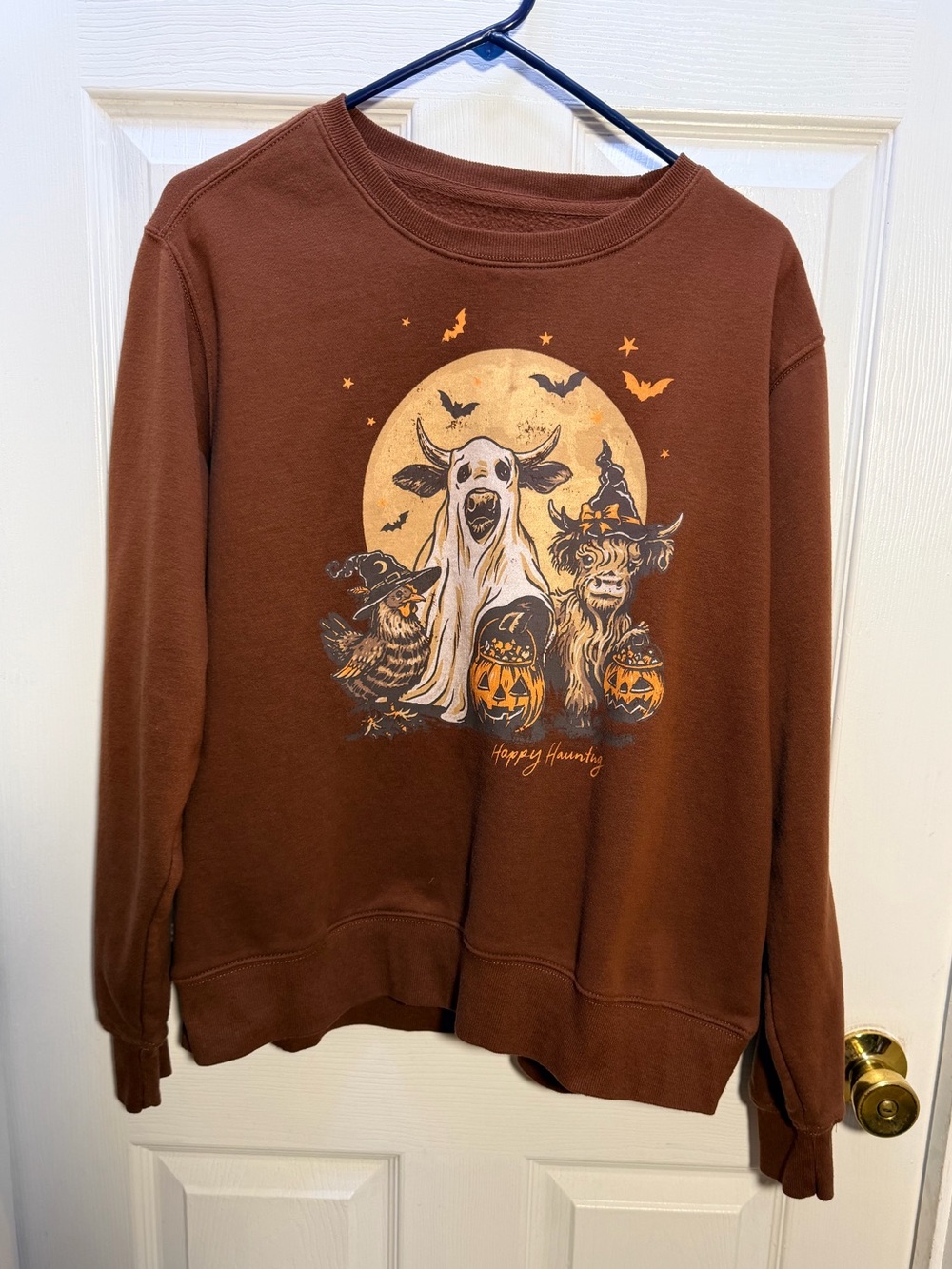 Brown Halloween Graphic Sweatshirt - Women Sweatshirt